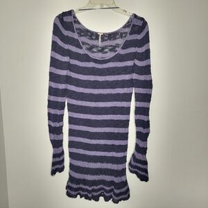 Free People Striped Loose Knit Purple Tunic Dress Beach → Fall Transition Size M